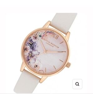 Olivia Burton Pink Floral Dial Watch Rose Gold With Rose Gold Bracelet